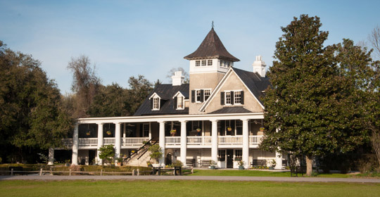 Dogs can join their owners on the Magnolia Plantation house tour as long as the dogs are small enough to pick up. 