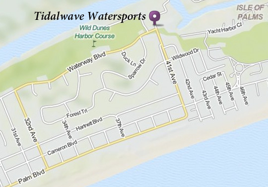 Tidalwave Watersports map detail.