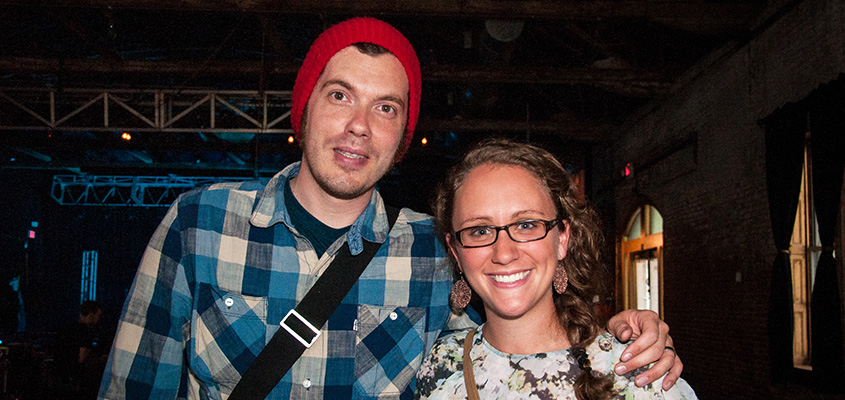 Josh Garrels and Katelyn Gochnauer, meeting and greeting. © 2014 Audra L. Gibson. All Rights Reserved.