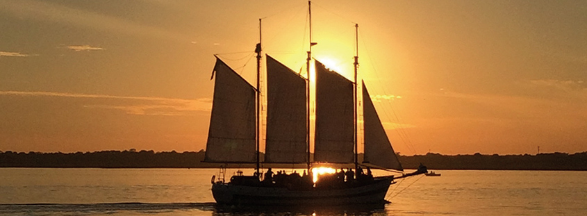 Enjoy a sailing trip on Charleston Harbor aboard the Schooner Pride. Image courtesy of Charleston Harbor Tours. All Rights Reserved.